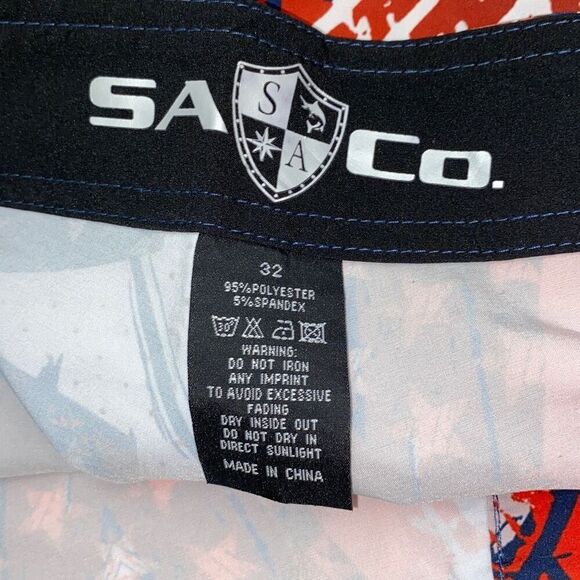 SA Co Men's Red Abstract Print Boardshorts Size 32 - Picture 10 of 16